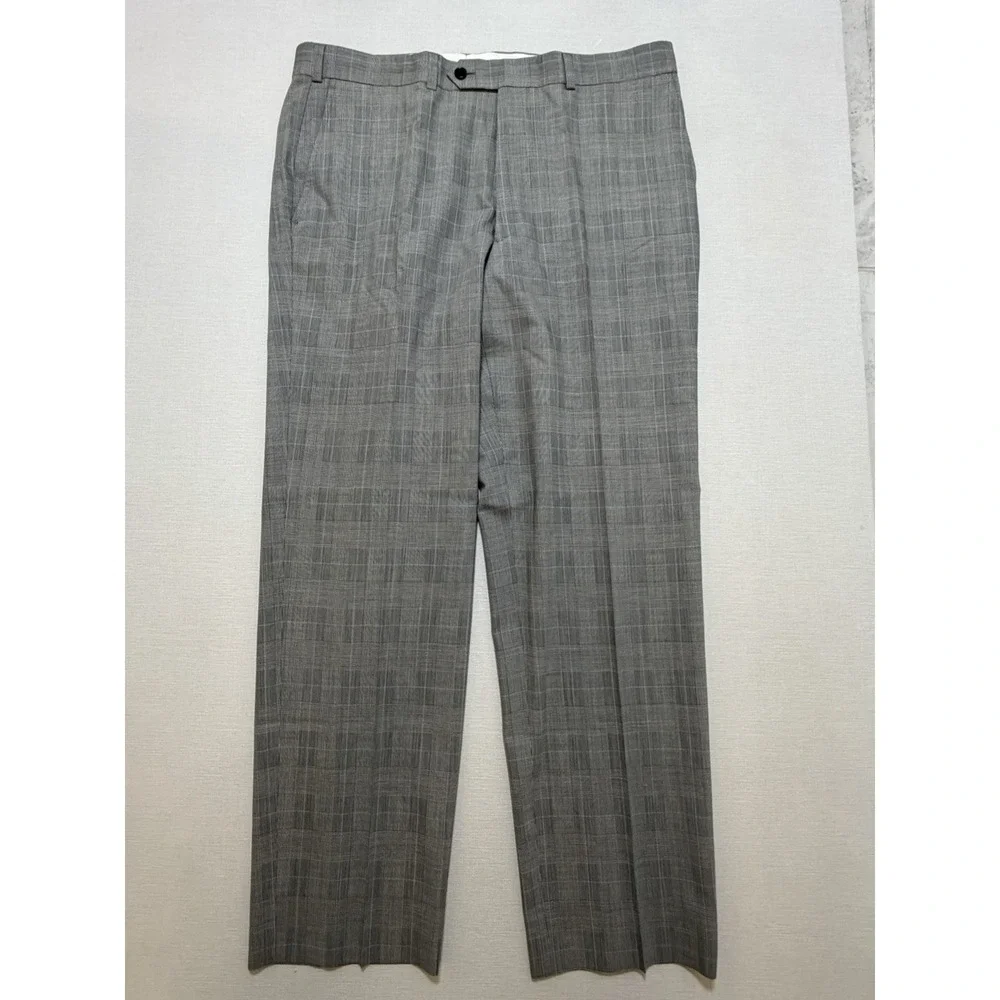 BROOKS BROTHERS Fitzgerald BrooksCool Dress Pants 44R W38 Gray Plaid